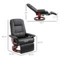 Faux  Leather Lounge Chair With Footrest And Armrest, Manual Swivel Recliner For Living Room, Black
