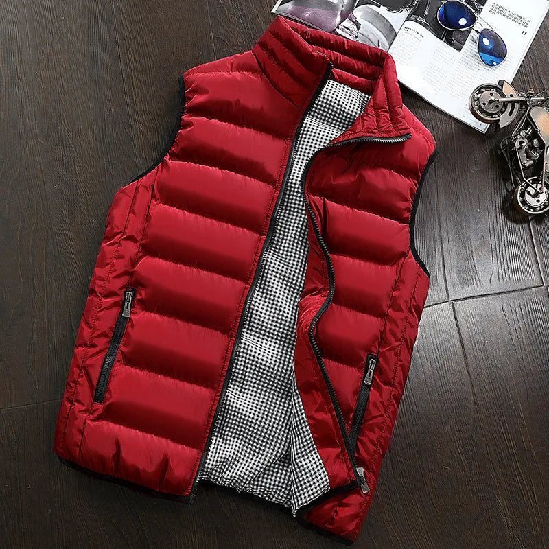 Chaleco a prueba de viento para hombre, chaqueta sin mangas, abrigo informal, algodón cálido, chaleco grueso, chaleco de invierno - VibraStore