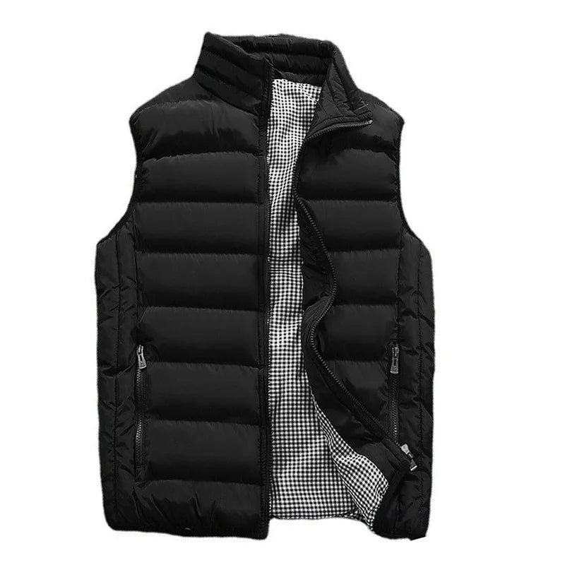 Chaleco a prueba de viento para hombre, chaqueta sin mangas, abrigo informal, algodón cálido, chaleco grueso, chaleco de invierno - VibraStore