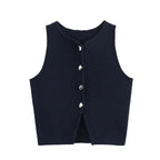 Chaleco acanalado listo para oficina otoño 2025, camiseta sin mangas de punto antipilling para capas de blazer/chique de barco/no básicos aptos para viajes - VibraStore