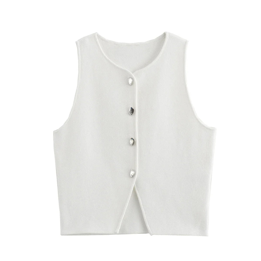 Chaleco acanalado listo para oficina otoño 2025, camiseta sin mangas de punto antipilling para capas de blazer/chique de barco/no básicos aptos para viajes - VibraStore