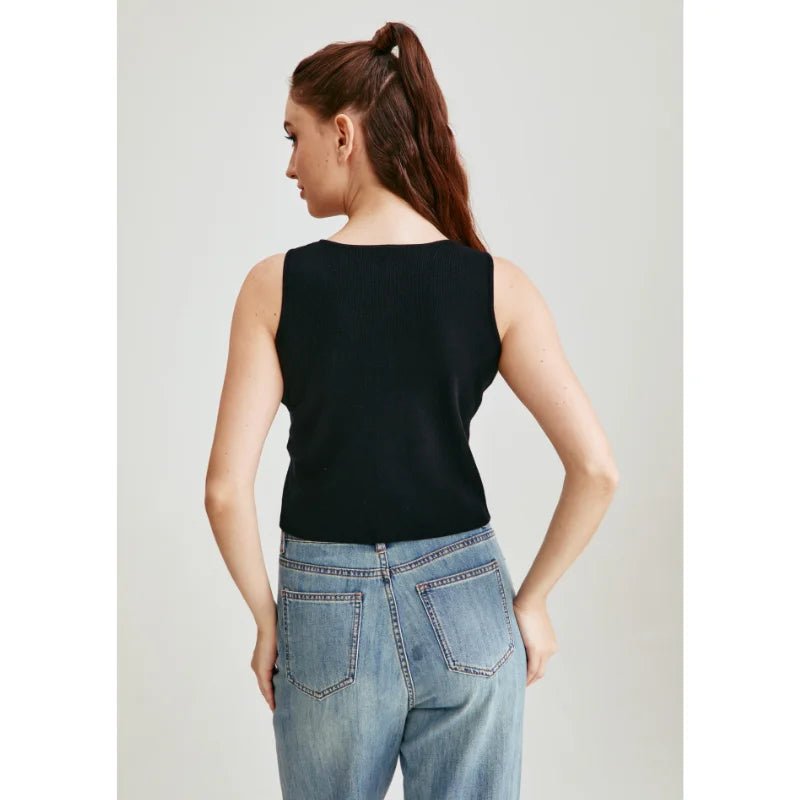 Chaleco acanalado listo para oficina otoño 2025, camiseta sin mangas de punto antipilling para capas de blazer/chique de barco/no básicos aptos para viajes - VibraStore