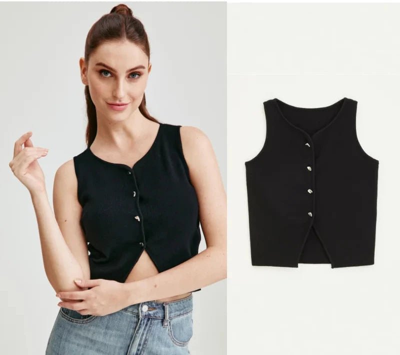 Chaleco acanalado listo para oficina otoño 2025, camiseta sin mangas de punto antipilling para capas de blazer/chique de barco/no básicos aptos para viajes - VibraStore