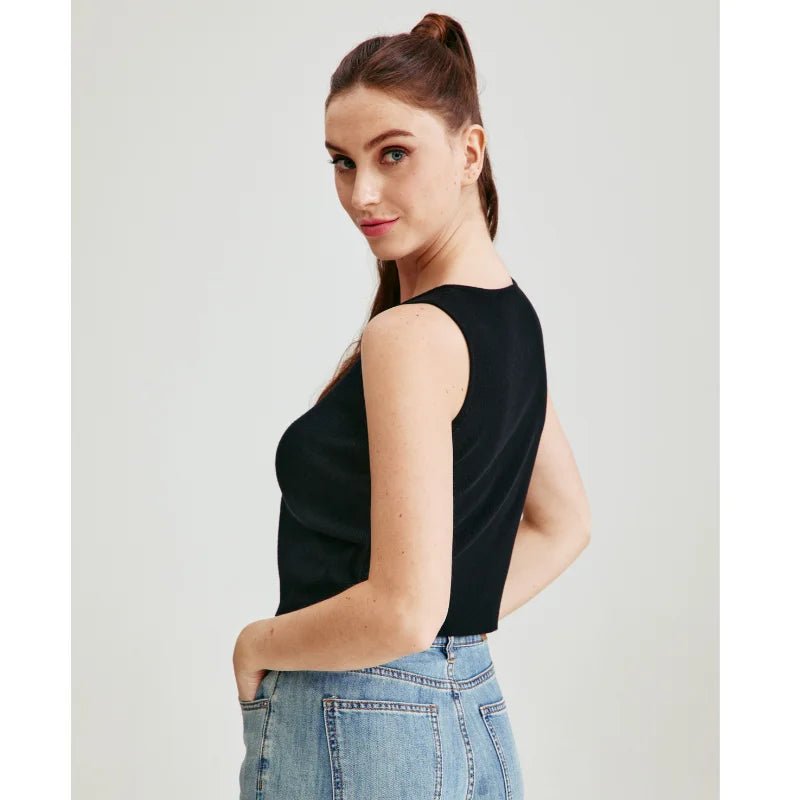 Chaleco acanalado listo para oficina otoño 2025, camiseta sin mangas de punto antipilling para capas de blazer/chique de barco/no básicos aptos para viajes - VibraStore