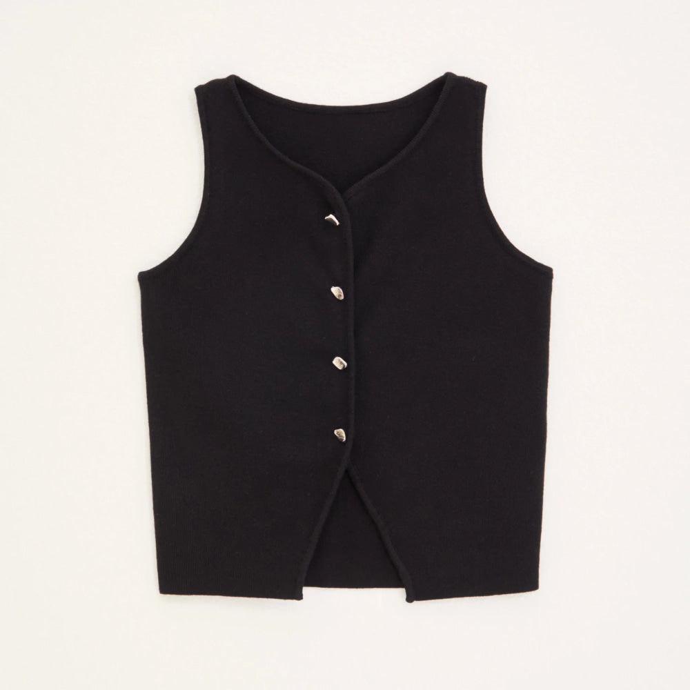 Chaleco acanalado listo para oficina otoño 2025, camiseta sin mangas de punto antipilling para capas de blazer/chique de barco/no básicos aptos para viajes - VibraStore