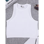 Chaleco de yoga de punto sin costuras de alta elasticidad para el vientre, chaleco acanalado sexy informal sin mangas, deporte de fitness para correr de secado rápido de nailon - VibraStore