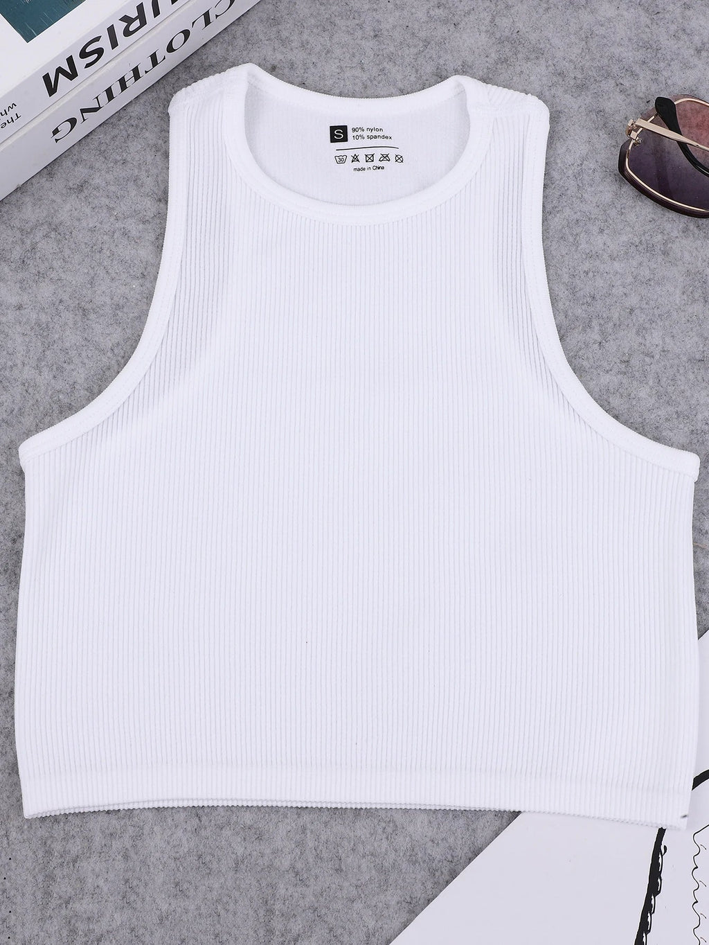 Chaleco de yoga de punto sin costuras de alta elasticidad para el vientre, chaleco acanalado sexy informal sin mangas, deporte de fitness para correr de secado rápido de nailon - VibraStore