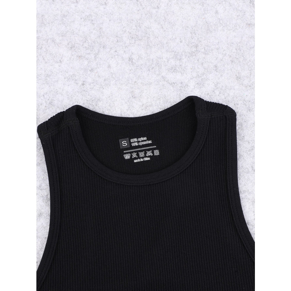 Chaleco de yoga de punto sin costuras de alta elasticidad para el vientre, chaleco acanalado sexy informal sin mangas, deporte de fitness para correr de secado rápido de nailon - VibraStore