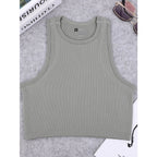 Chaleco de yoga de punto sin costuras de alta elasticidad para el vientre, chaleco acanalado sexy informal sin mangas, deporte de fitness para correr de secado rápido de nailon - VibraStore