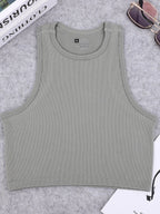 Chaleco de yoga de punto sin costuras de alta elasticidad para el vientre, chaleco acanalado sexy informal sin mangas, deporte de fitness para correr de secado rápido de nailon - VibraStore