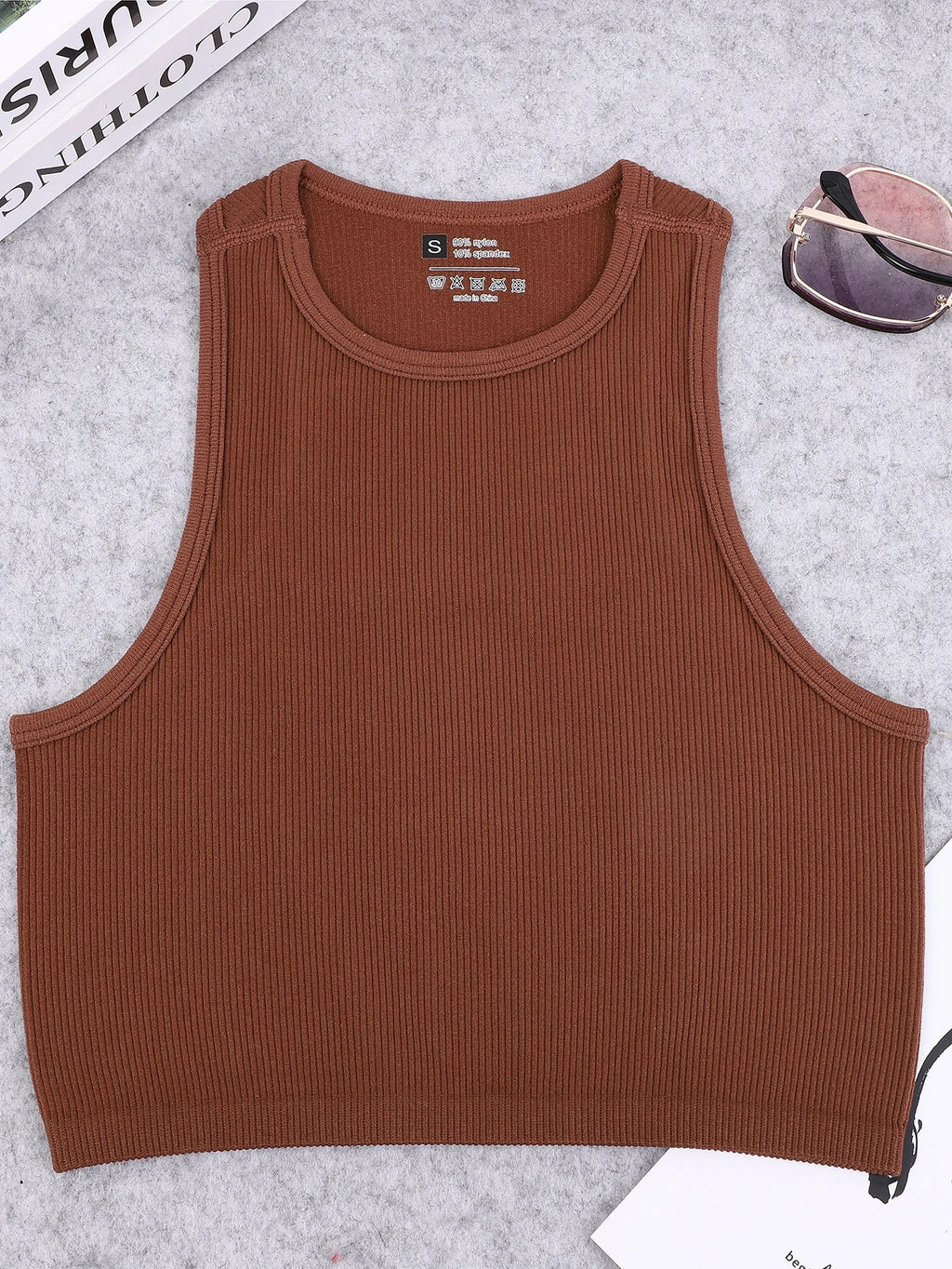 Chaleco de yoga de punto sin costuras de alta elasticidad para el vientre, chaleco acanalado sexy informal sin mangas, deporte de fitness para correr de secado rápido de nailon - VibraStore