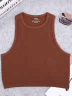 Chaleco de yoga de punto sin costuras de alta elasticidad para el vientre, chaleco acanalado sexy informal sin mangas, deporte de fitness para correr de secado rápido de nailon - VibraStore