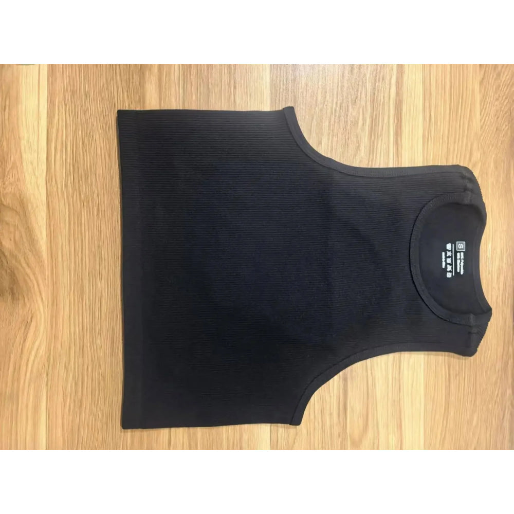 Chaleco de yoga de punto sin costuras de alta elasticidad para el vientre, chaleco acanalado sexy informal sin mangas, deporte de fitness para correr de secado rápido de nailon - VibraStore