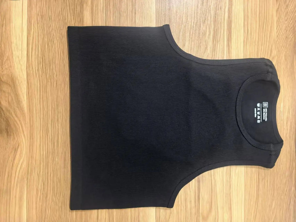 Chaleco de yoga de punto sin costuras de alta elasticidad para el vientre, chaleco acanalado sexy informal sin mangas, deporte de fitness para correr de secado rápido de nailon - VibraStore