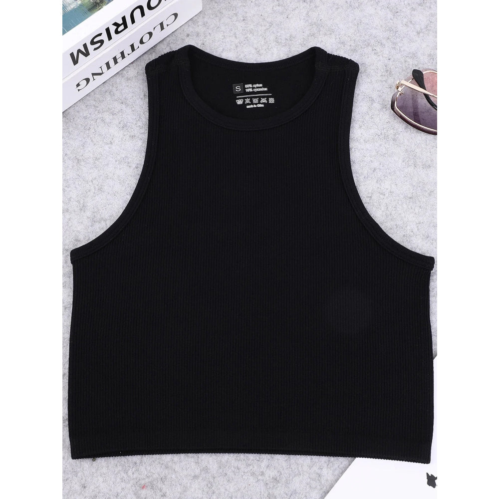 Chaleco de yoga de punto sin costuras de alta elasticidad para el vientre, chaleco acanalado sexy informal sin mangas, deporte de fitness para correr de secado rápido de nailon - VibraStore