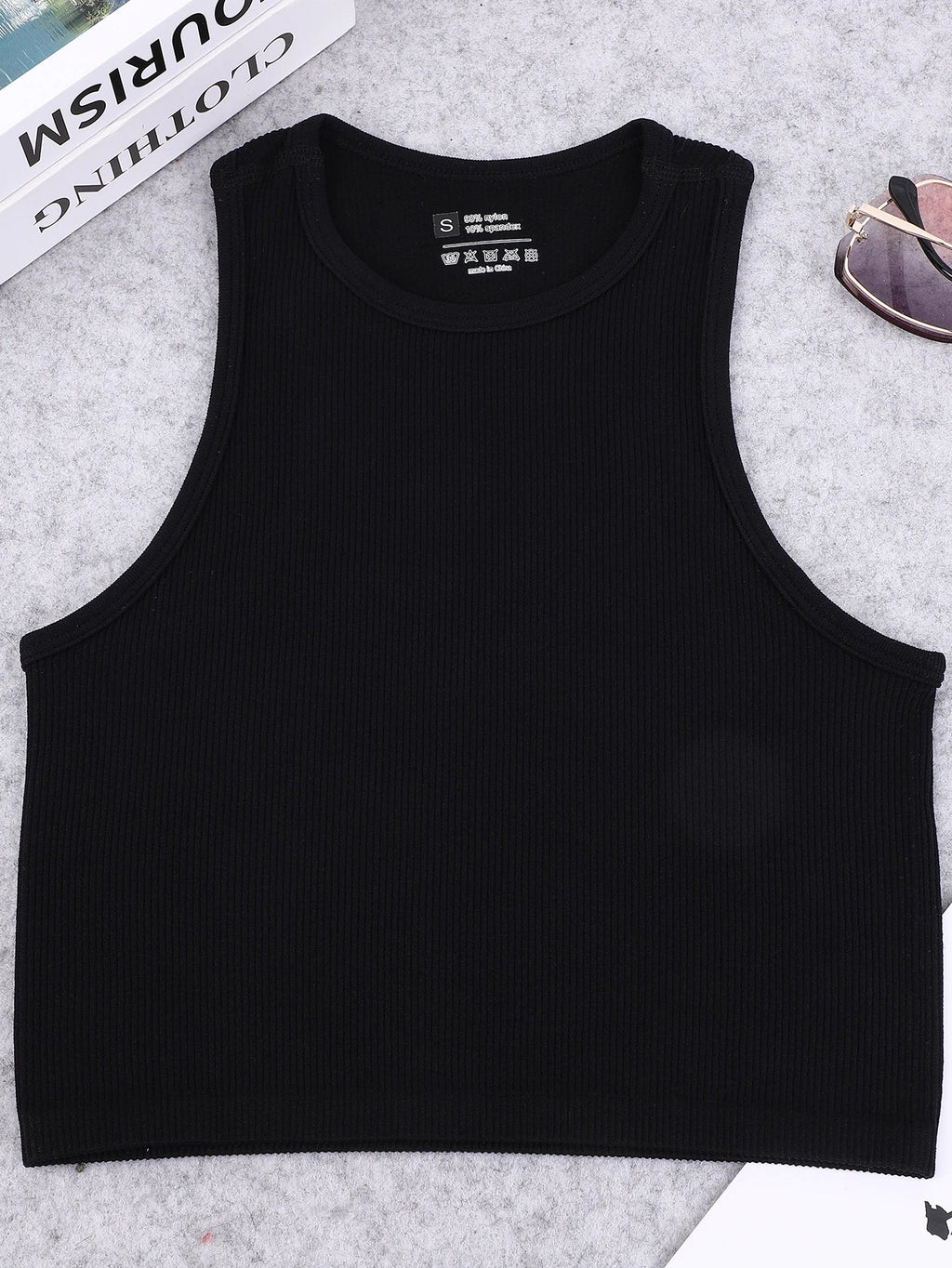 Chaleco de yoga de punto sin costuras de alta elasticidad para el vientre, chaleco acanalado sexy informal sin mangas, deporte de fitness para correr de secado rápido de nailon - VibraStore