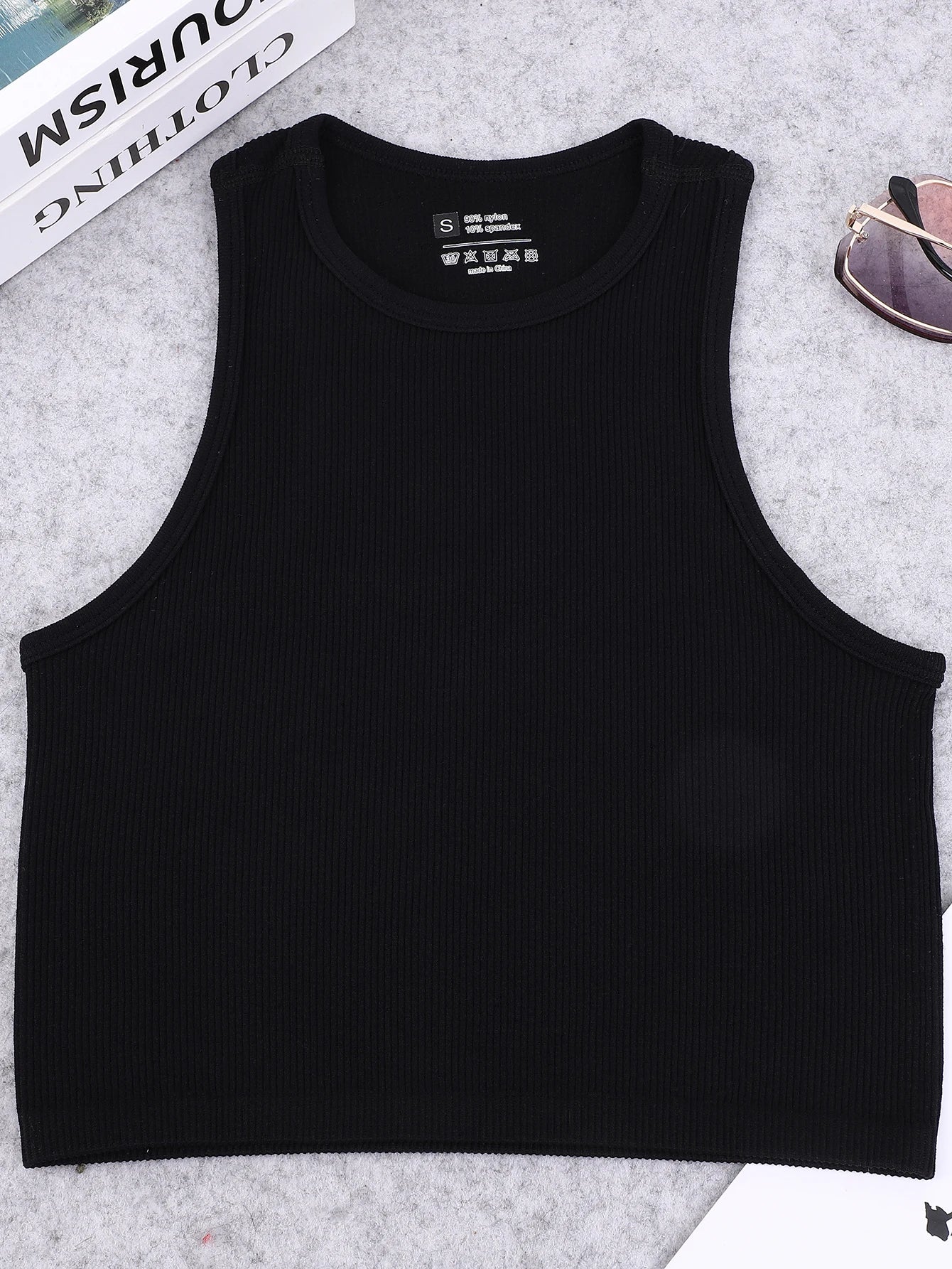 Chaleco de yoga de punto sin costuras de alta elasticidad para el vientre, chaleco acanalado sexy informal sin mangas, deporte de fitness para correr de secado rápido de nailon - VibraStore