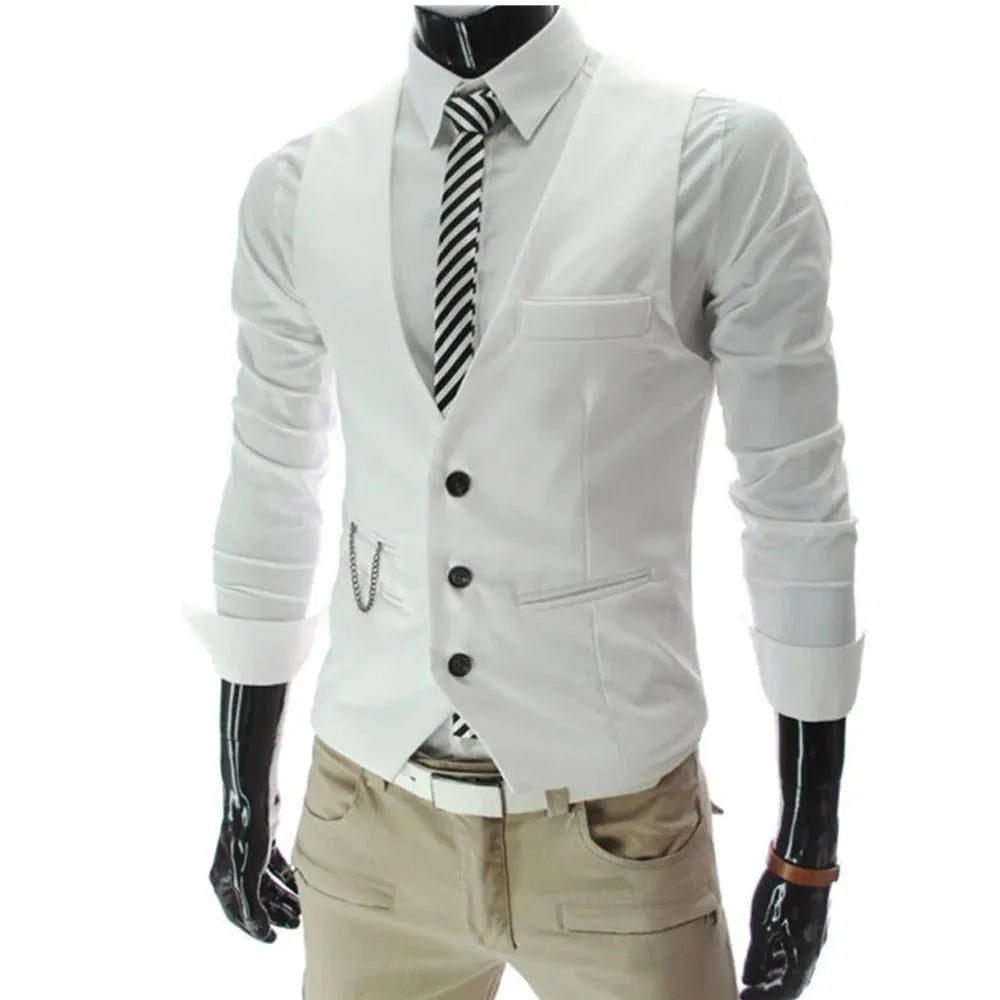 Chalecos de vestir de alta calidad 7XL para hombre, traje ajustado para hombre, chaleco para hombre, chaleco informal sin mangas, chaqueta de negocios Formal - VibraStore