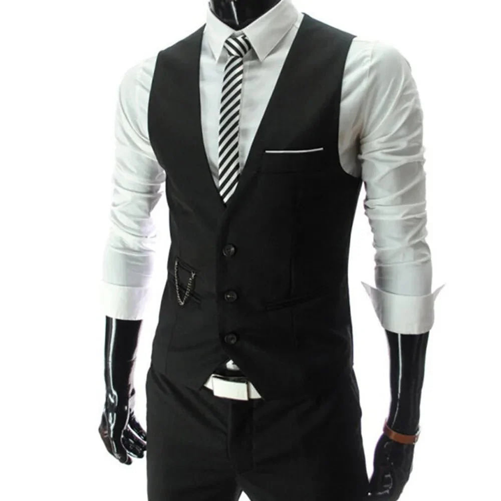 Chalecos de vestir de alta calidad 7XL para hombre, traje ajustado para hombre, chaleco para hombre, chaleco informal sin mangas, chaqueta de negocios Formal - VibraStore