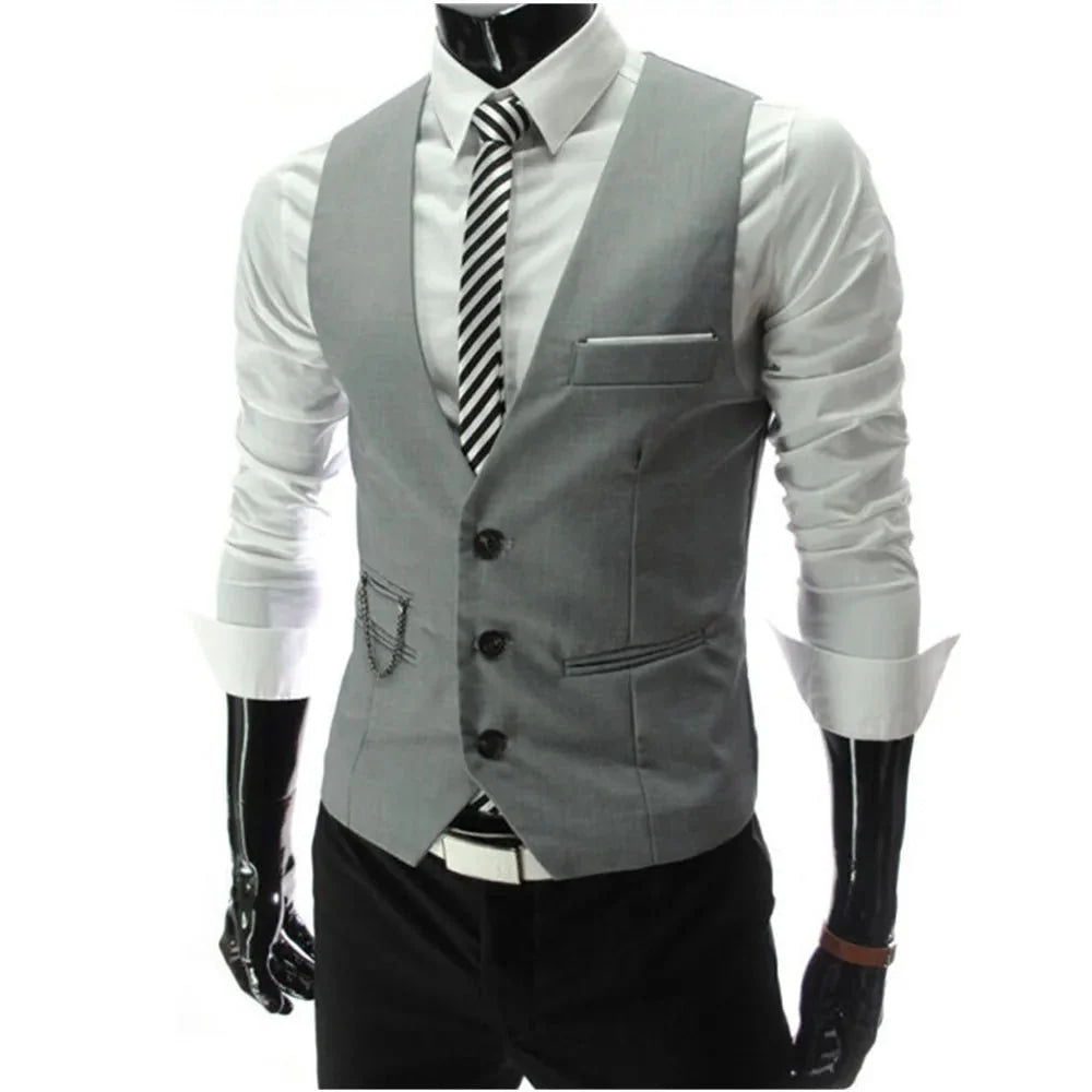 Chalecos de vestir de alta calidad 7XL para hombre, traje ajustado para hombre, chaleco para hombre, chaleco informal sin mangas, chaqueta de negocios Formal - VibraStore