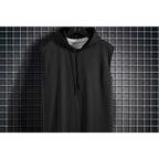 Chalecos sin mangas con capucha y cuello de corbata para hombre, camisetas holgadas de verano para hombre, camisetas de Hip Hop lisas - VibraStore