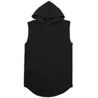 Chalecos sin mangas con capucha y cuello de corbata para hombre, camisetas holgadas de verano para hombre, camisetas de Hip Hop lisas - VibraStore