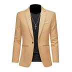 Chaqueta de traje de Boutique de ocio a la moda para hombre, traje informal de negocios de otoño, ajustado, sin planchar, traje de un solo botón, blusa Formal sólida - VibraStore