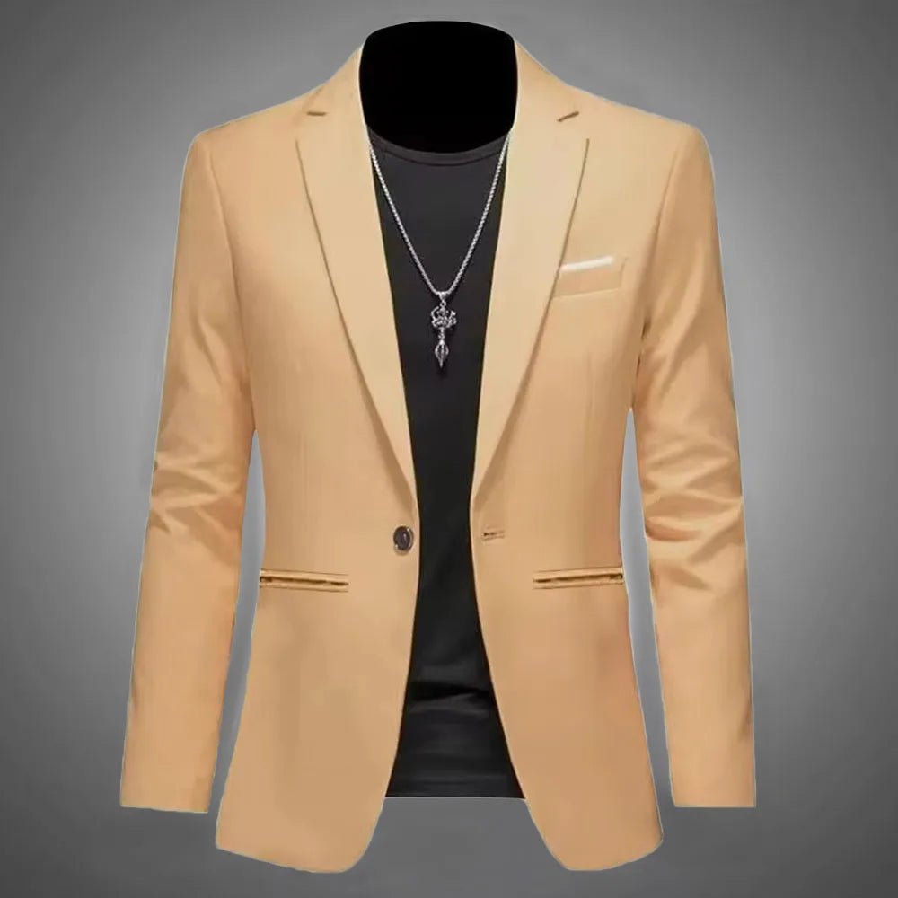 Chaqueta de traje de Boutique de ocio a la moda para hombre, traje informal de negocios de otoño, ajustado, sin planchar, traje de un solo botón, blusa Formal sólida - VibraStore