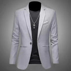 Chaqueta de traje de Boutique de ocio a la moda para hombre, traje informal de negocios de otoño, ajustado, sin planchar, traje de un solo botón, blusa Formal sólida - VibraStore