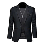 Chaqueta de traje de Boutique de ocio a la moda para hombre, traje informal de negocios de otoño, ajustado, sin planchar, traje de un solo botón, blusa Formal sólida - VibraStore