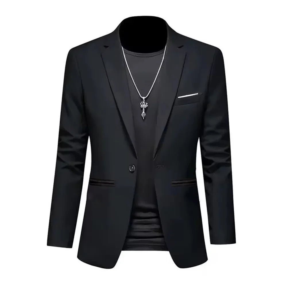 Chaqueta de traje de Boutique de ocio a la moda para hombre, traje informal de negocios de otoño, ajustado, sin planchar, traje de un solo botón, blusa Formal sólida - VibraStore