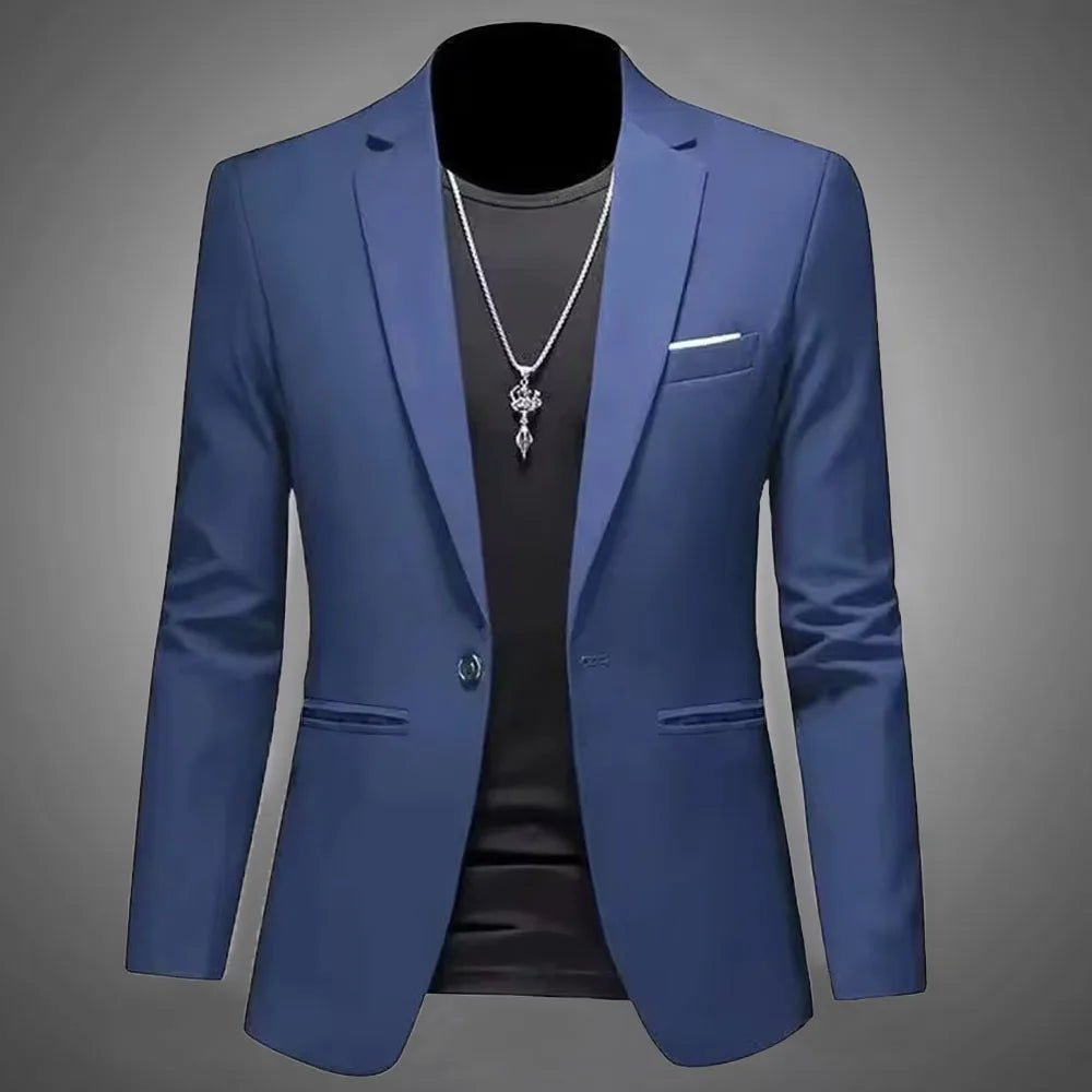 Chaqueta de traje de Boutique de ocio a la moda para hombre, traje informal de negocios de otoño, ajustado, sin planchar, traje de un solo botón, blusa Formal sólida - VibraStore