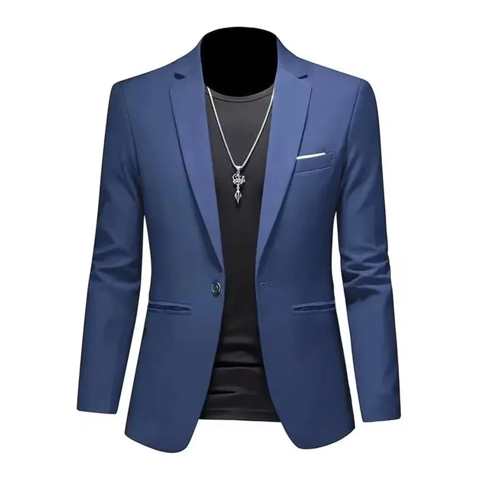 Chaqueta de traje de Boutique de ocio a la moda para hombre, traje informal de negocios de otoño, ajustado, sin planchar, traje de un solo botón, blusa Formal sólida - VibraStore
