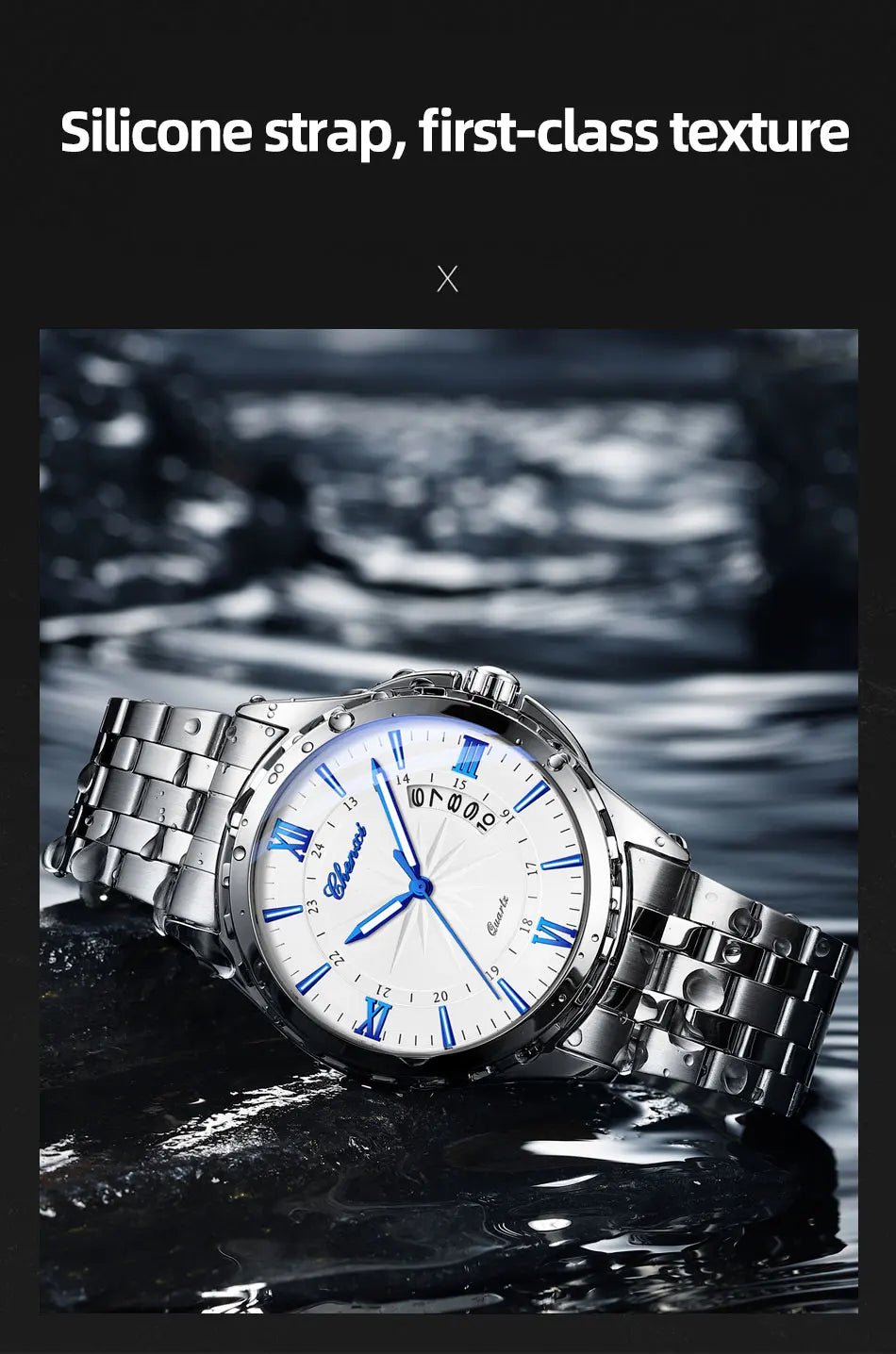 CHENXI Top Brand Luxury Analog Quartz Mens Watches Week Date Waterproof Watch Men Stainless Steel Luminous Business Dress Watch - VibraStore