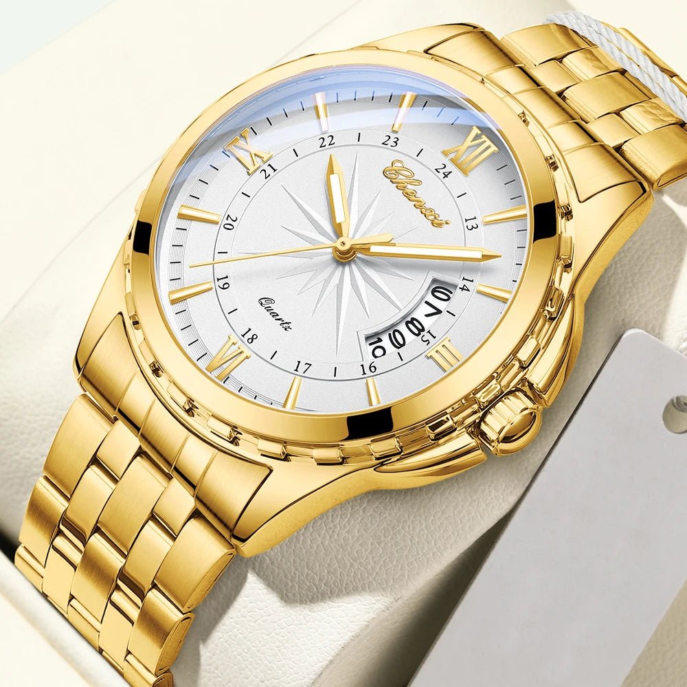 CHENXI Top Brand Luxury Analog Quartz Mens Watches Week Date Waterproof Watch Men Stainless Steel Luminous Business Dress Watch - VibraStore