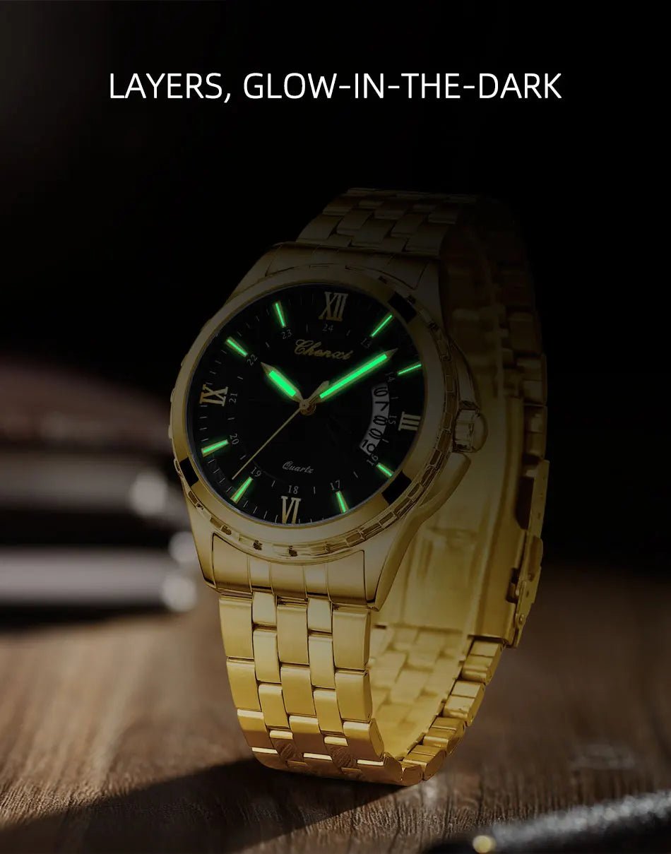 CHENXI Top Brand Luxury Analog Quartz Mens Watches Week Date Waterproof Watch Men Stainless Steel Luminous Business Dress Watch - VibraStore