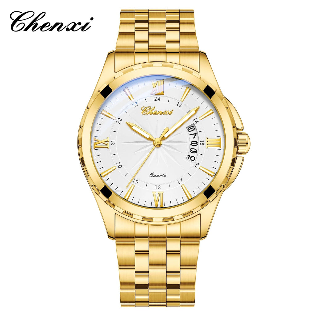 CHENXI Top Brand Luxury Analog Quartz Mens Watches Week Date Waterproof Watch Men Stainless Steel Luminous Business Dress Watch - VibraStore