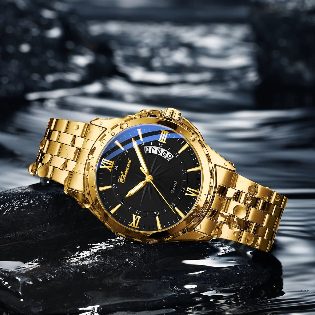 CHENXI Top Brand Luxury Analog Quartz Mens Watches Week Date Waterproof Watch Men Stainless Steel Luminous Business Dress Watch - VibraStore