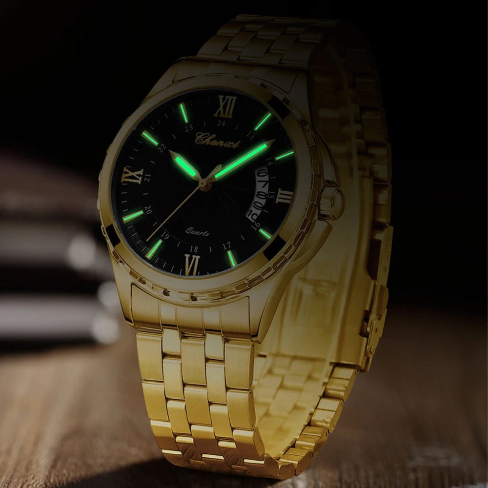 CHENXI Top Brand Luxury Analog Quartz Mens Watches Week Date Waterproof Watch Men Stainless Steel Luminous Business Dress Watch - VibraStore