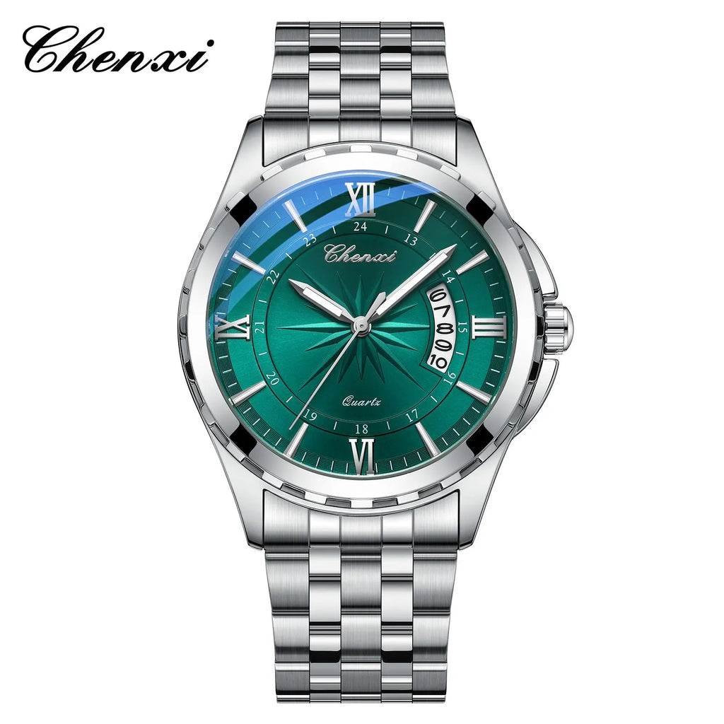CHENXI Top Brand Luxury Analog Quartz Mens Watches Week Date Waterproof Watch Men Stainless Steel Luminous Business Dress Watch - VibraStore