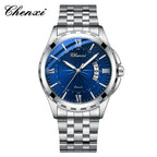 CHENXI Top Brand Luxury Analog Quartz Mens Watches Week Date Waterproof Watch Men Stainless Steel Luminous Business Dress Watch - VibraStore