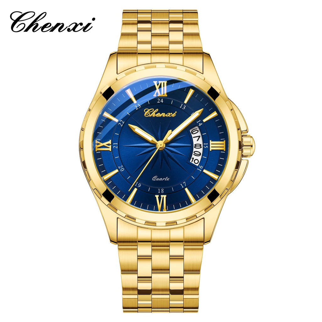 CHENXI Top Brand Luxury Analog Quartz Mens Watches Week Date Waterproof Watch Men Stainless Steel Luminous Business Dress Watch - VibraStore