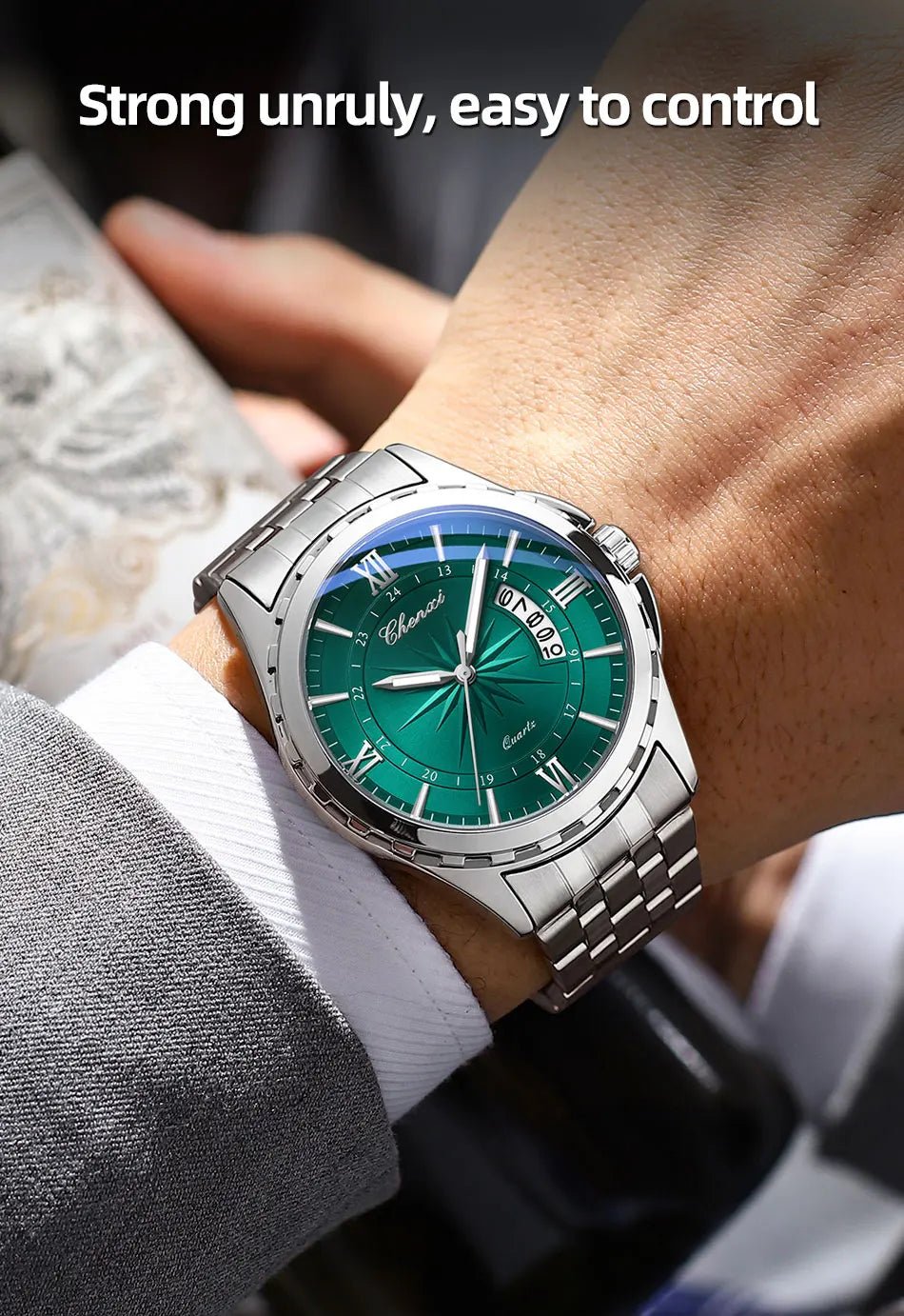 CHENXI Top Brand Luxury Analog Quartz Mens Watches Week Date Waterproof Watch Men Stainless Steel Luminous Business Dress Watch - VibraStore