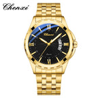 CHENXI Top Brand Luxury Analog Quartz Mens Watches Week Date Waterproof Watch Men Stainless Steel Luminous Business Dress Watch - VibraStore