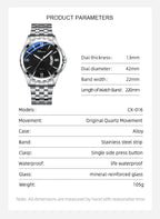 CHENXI Top Brand Luxury Analog Quartz Mens Watches Week Date Waterproof Watch Men Stainless Steel Luminous Business Dress Watch - VibraStore