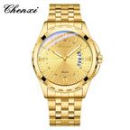 CHENXI Top Brand Luxury Analog Quartz Mens Watches Week Date Waterproof Watch Men Stainless Steel Luminous Business Dress Watch - VibraStore