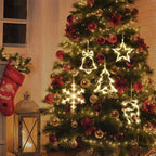 Luces de Ventana Navideñas - Decoración con Estrella, Árbol y Campanas LED Cálidas para Chimenea en Navidad - VibraStore