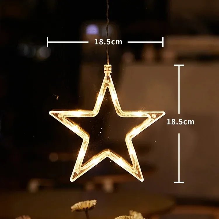 Luces de Ventana Navideñas - Decoración con Estrella, Árbol y Campanas LED Cálidas para Chimenea en Navidad - VibraStore