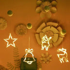 Luces de Ventana Navideñas - Decoración con Estrella, Árbol y Campanas LED Cálidas para Chimenea en Navidad - VibraStore