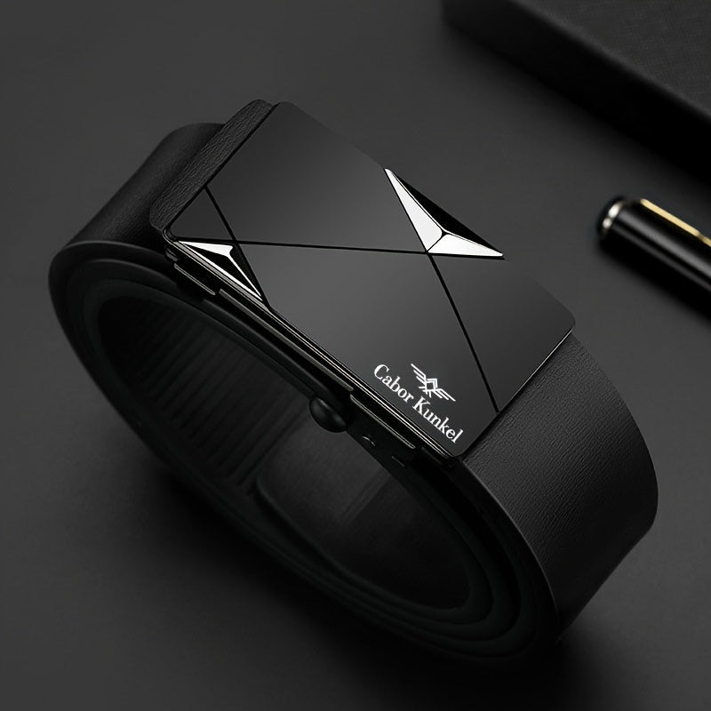 Ck Holiday Gift Men's Belt, Toothless Automatic Buckle Pants Waistband for Youth and Middle - Aged Casual Business Versatile Trousers, Office Attire, Everyday Belt, Sleek Design, Minimalist Belt, Durable Material, Highquality, - VibraStore